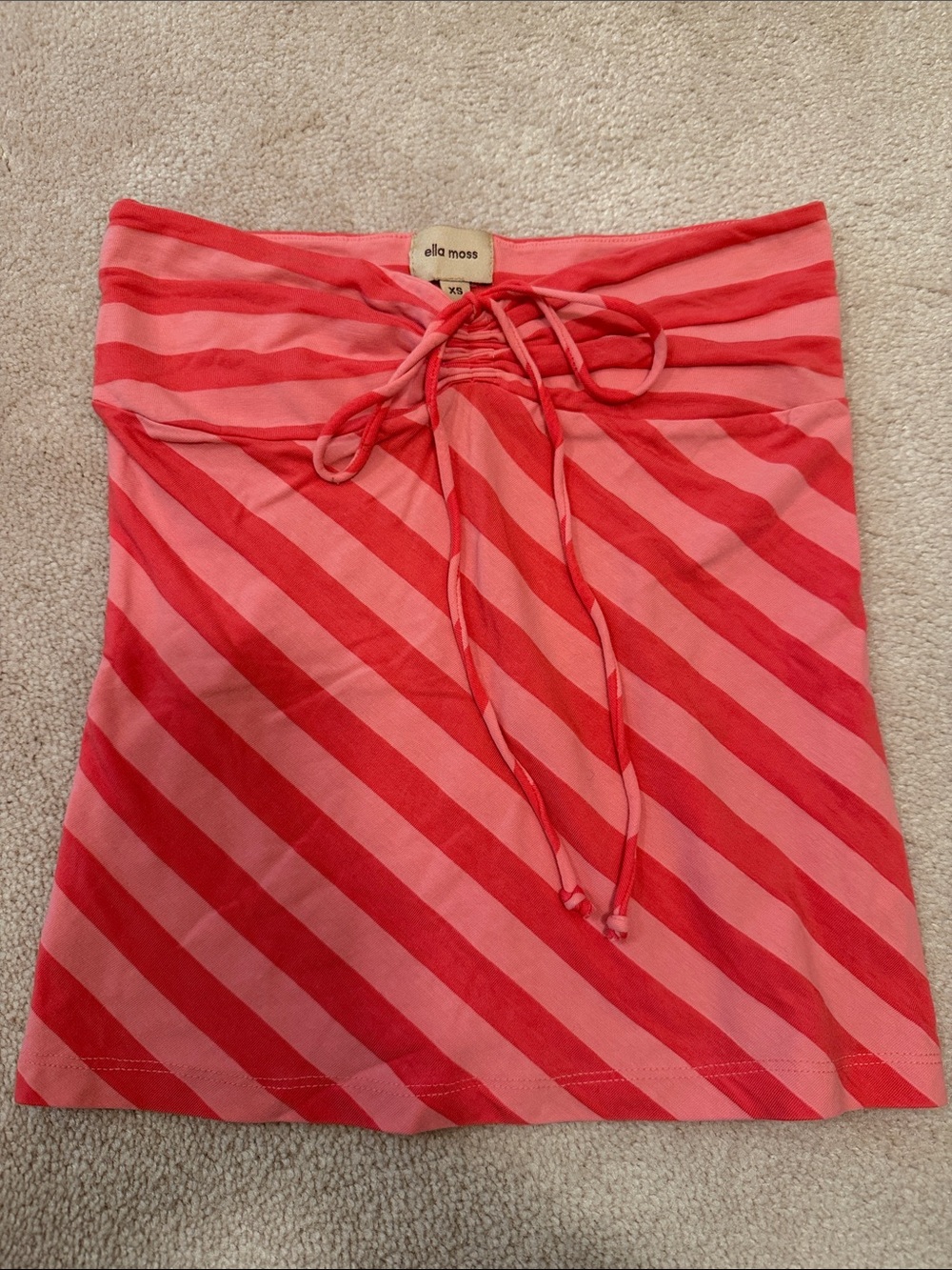 Ella Moss Pink Diagonal Stripe Strapless Tank